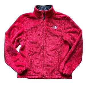 The North Face Osito Fleece Jacket Women's Small Zip Coral Pink Red Grey
